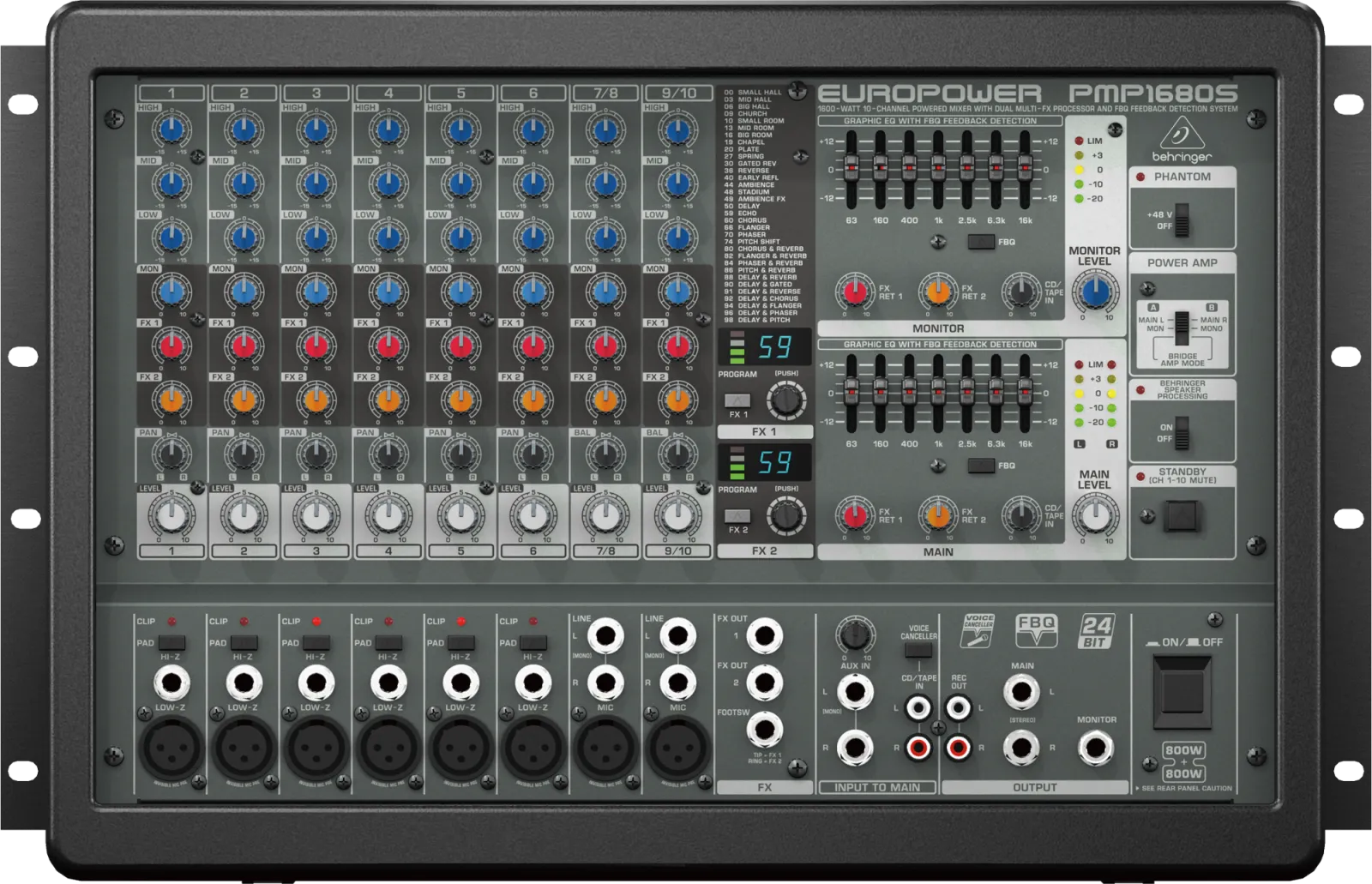 Behringer PMP1680S Mixer Amplifier with FX Processor