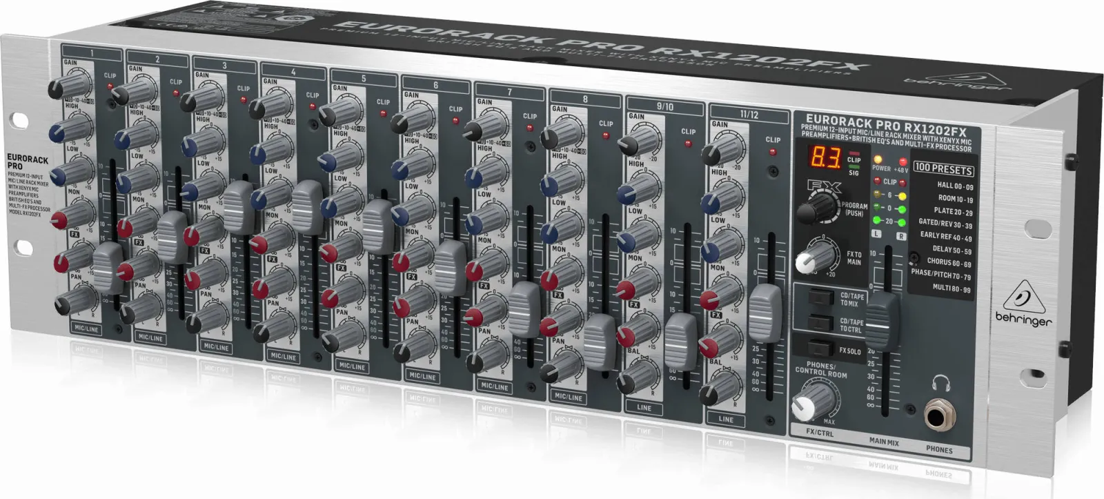 Behringer RX1202FX V2 12-channel rack mixer with FX processor