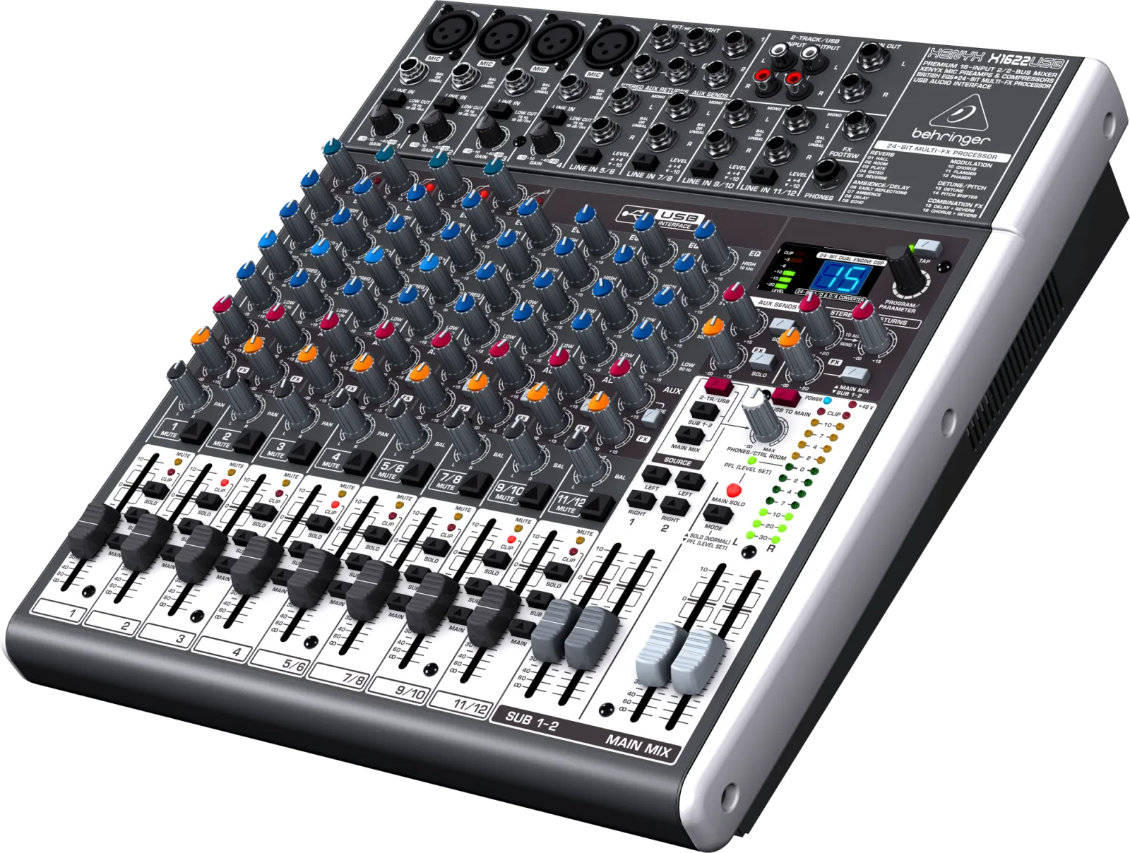 Behringer XENYX X1622USB keverő effekt processzorral 16 bemenet 2/2 Bus