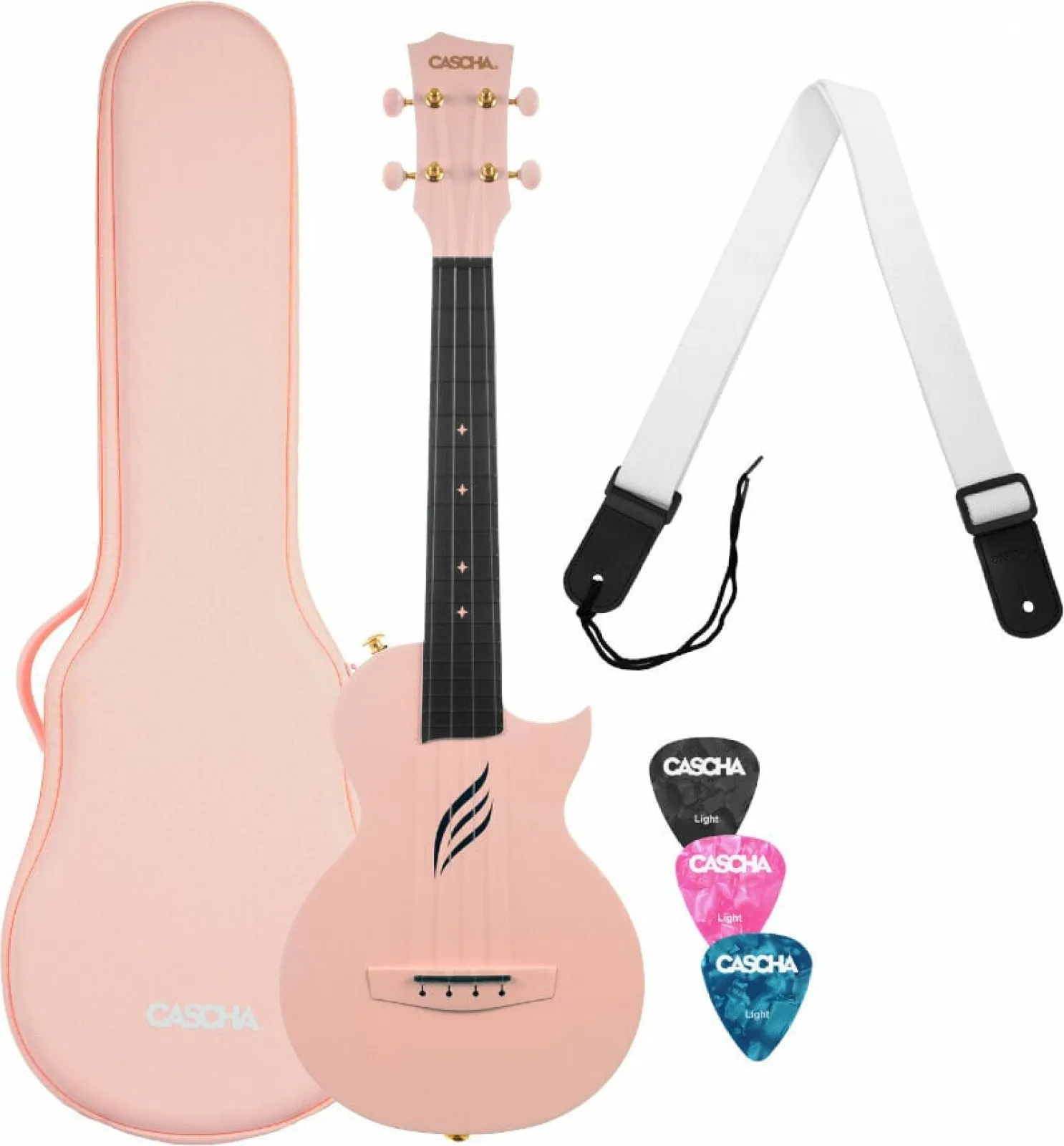 Cascha Carbon Fibre Set Pink Concert Ukulele