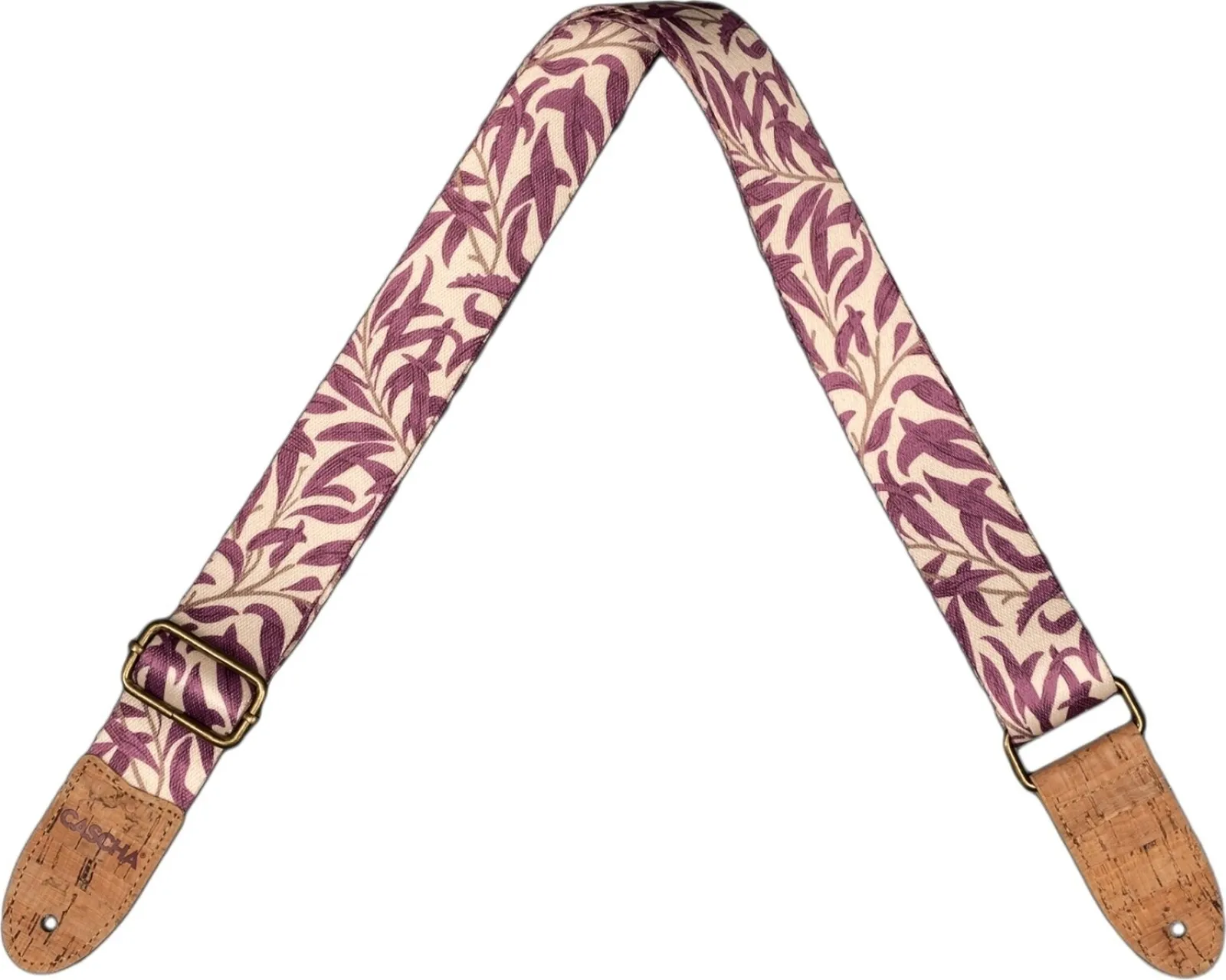 Cascha CUS-VC4 Vegan Cork Ukulele Strap Mauve Leaves