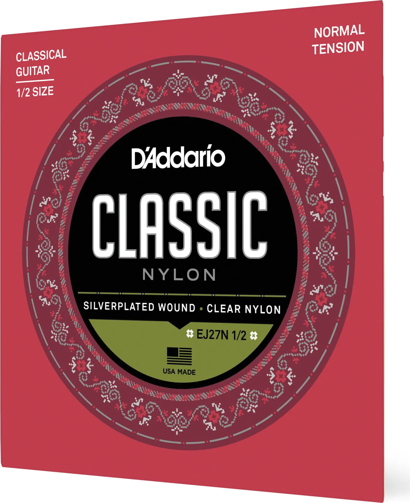 Daddario EJ27N 1/2 Student Nylon Fractional Classical Guitar Strings Normal Tension