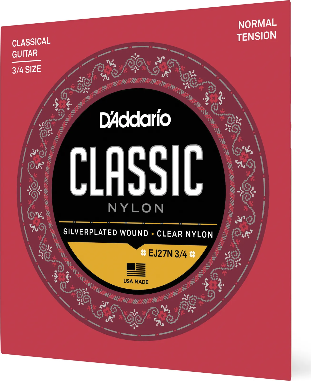 Daddario EJ27N 3/4 Student Nylon Fractional Classical Guitar Strings Normal Tension
