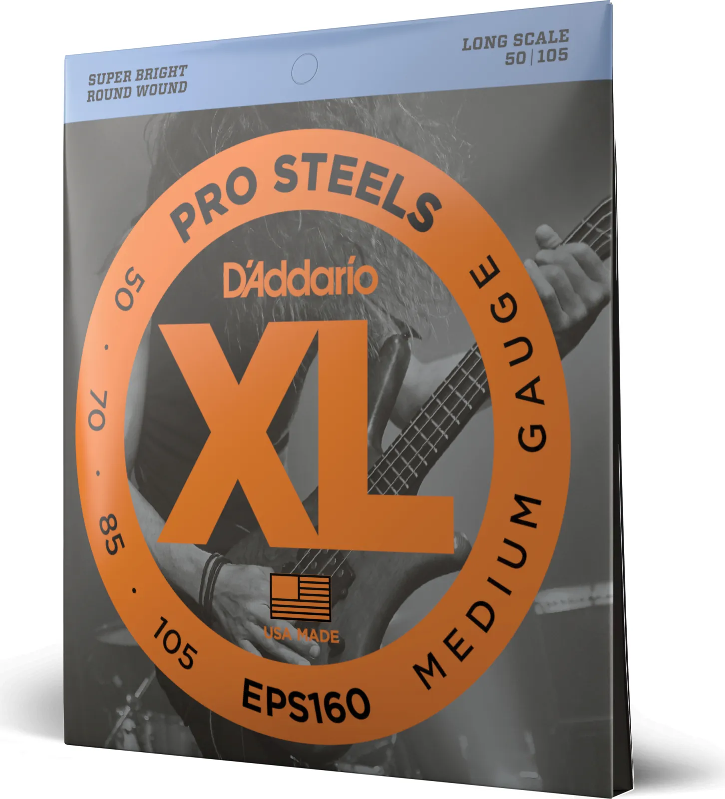 Daddario EPS160 ProSteels Bass Guitar Strings Medium 50-105 Long Scale