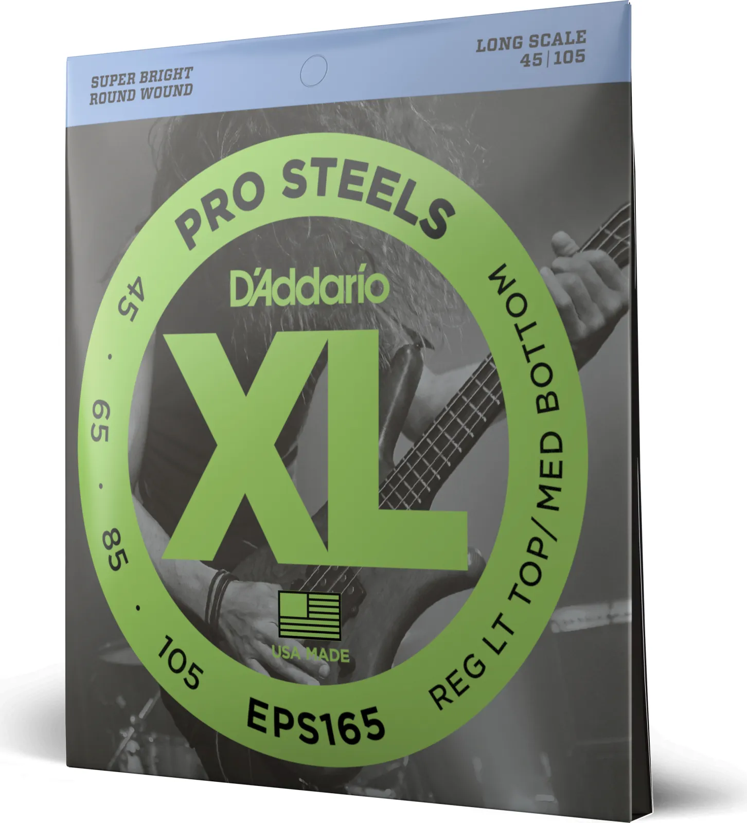 Daddario EPS165 ProSteels Bass Guitar Strings Custom Light 45-105 Long Scale