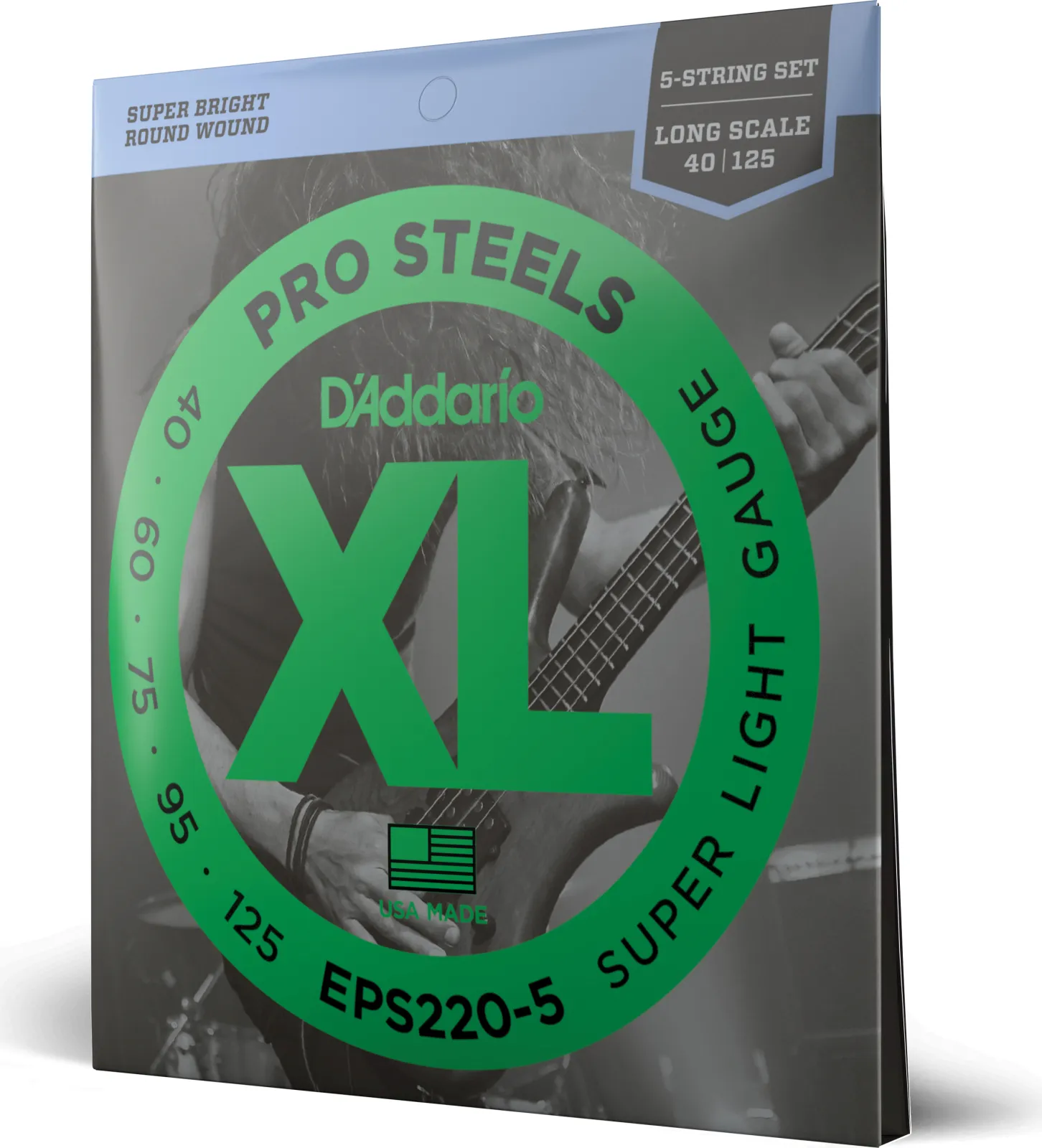 Daddario EPS220-5 5-String ProSteels Bass Guitar Strings Super Light 40-125 Long Scale