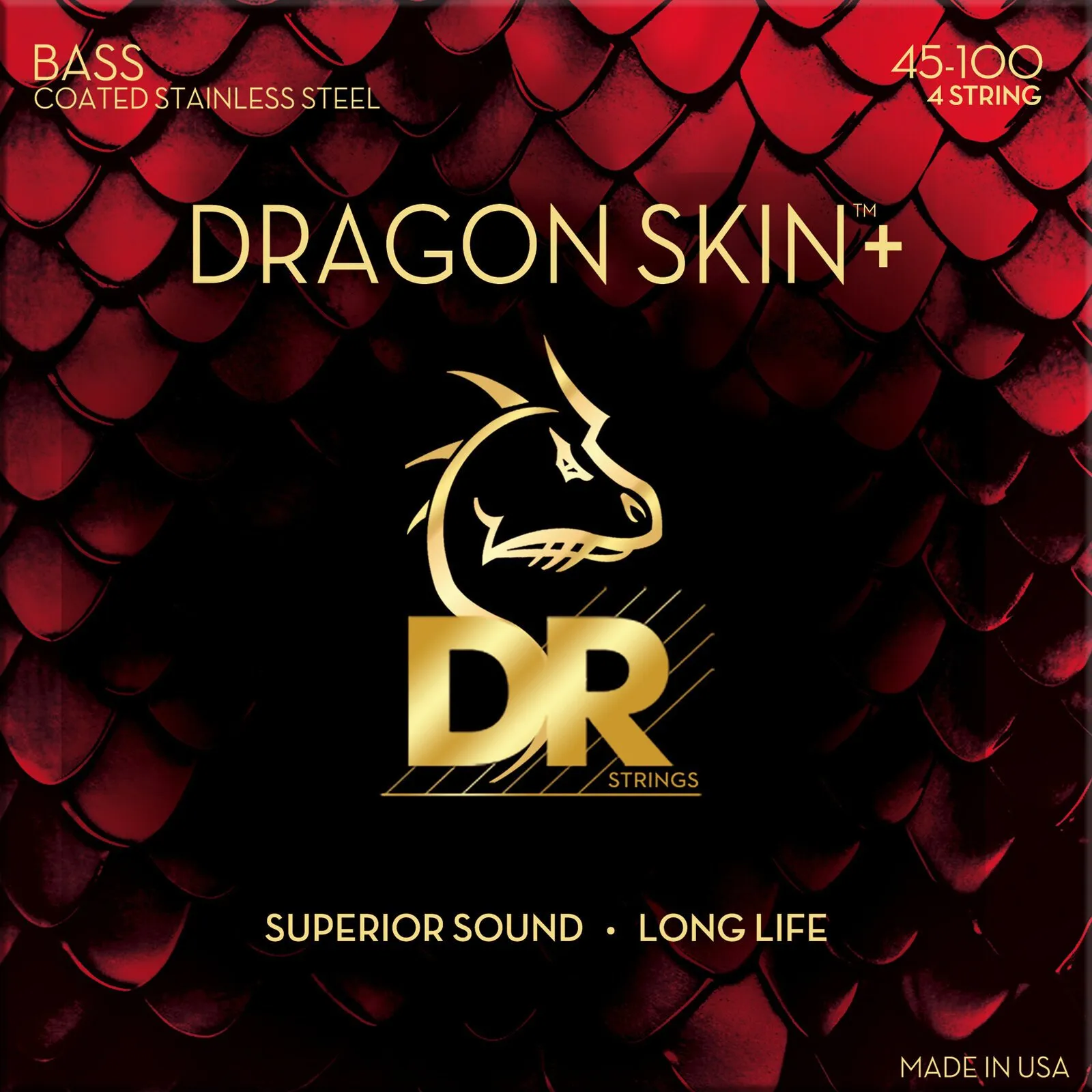 DR Strings Dragon Skin+ Coated Steel Medium Light 45-100 Bass Strings