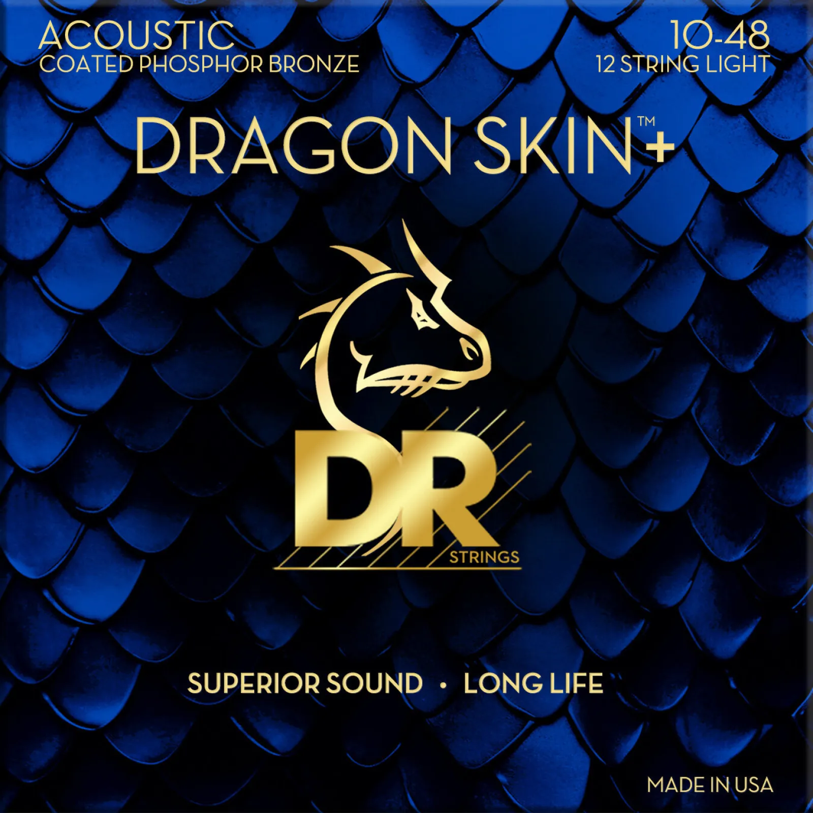 DR Strings Dragon Skin+ Coated Phosphor Bronze 12-string Acoustic Guitar Strings