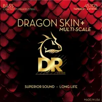 DR Strings Dragon Skin+ Coated Steel Medium 45-105 Tapered Multi-Scale basszusgitár húr