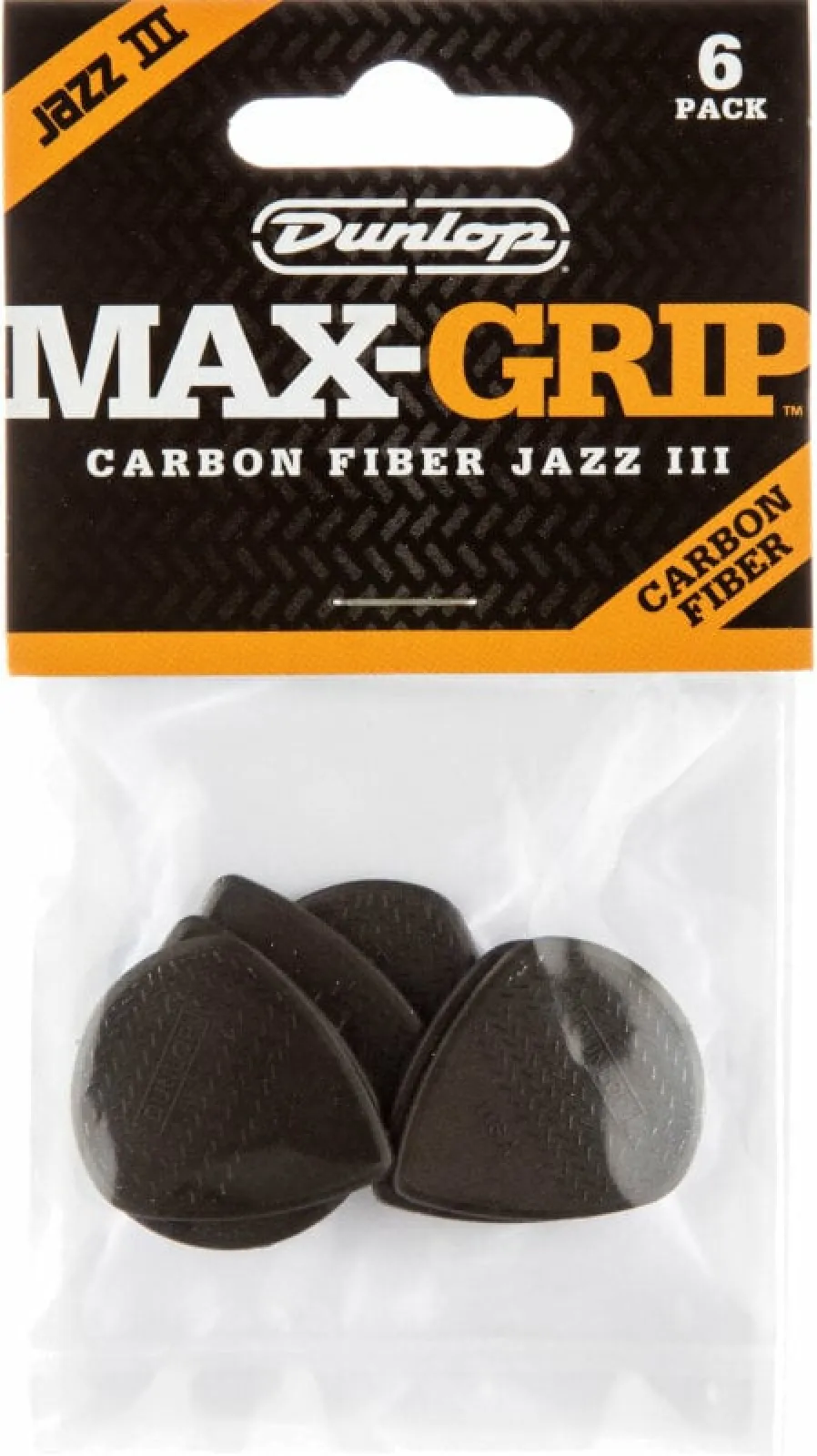 Dunlop 471P3C Nylon Max Grip Jazz III Player Pack Carbon Pick