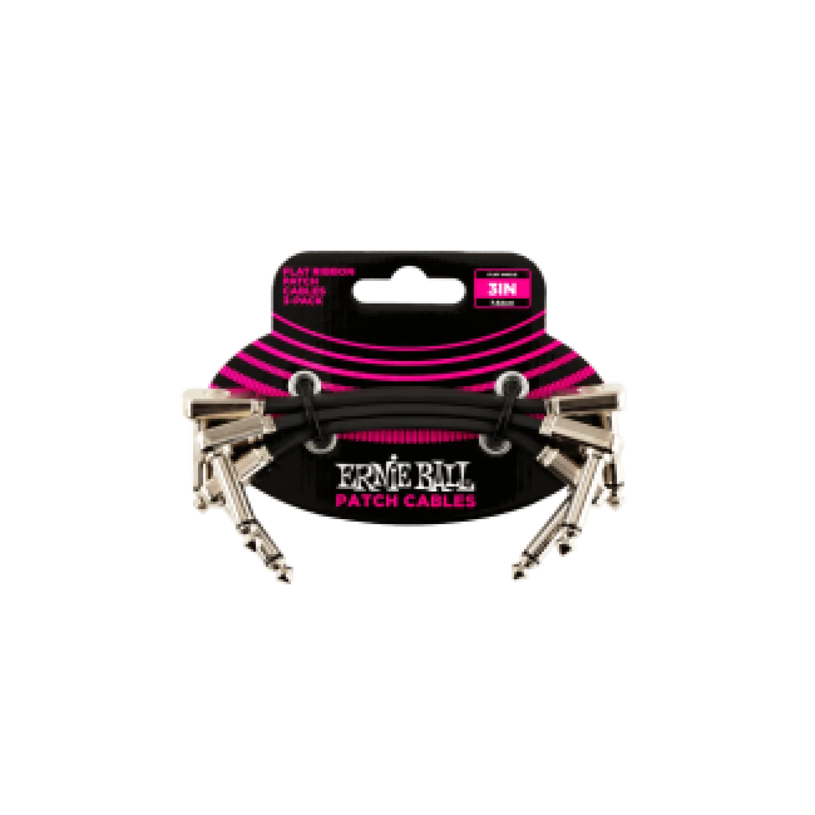 Ernie Ball Flat Ribbon Patch Cable 7.5 cm 3 pack Black