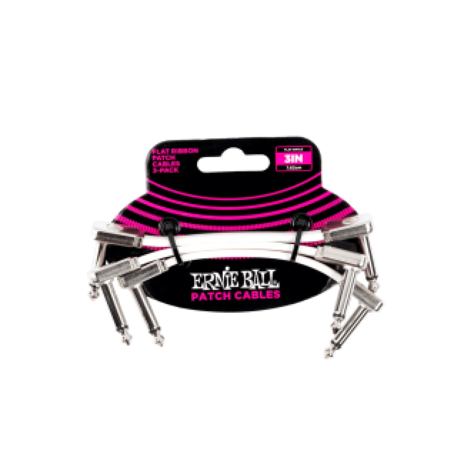 Ernie Ball Flat Ribbon Patch Cable 7.5 cm 3 pack White