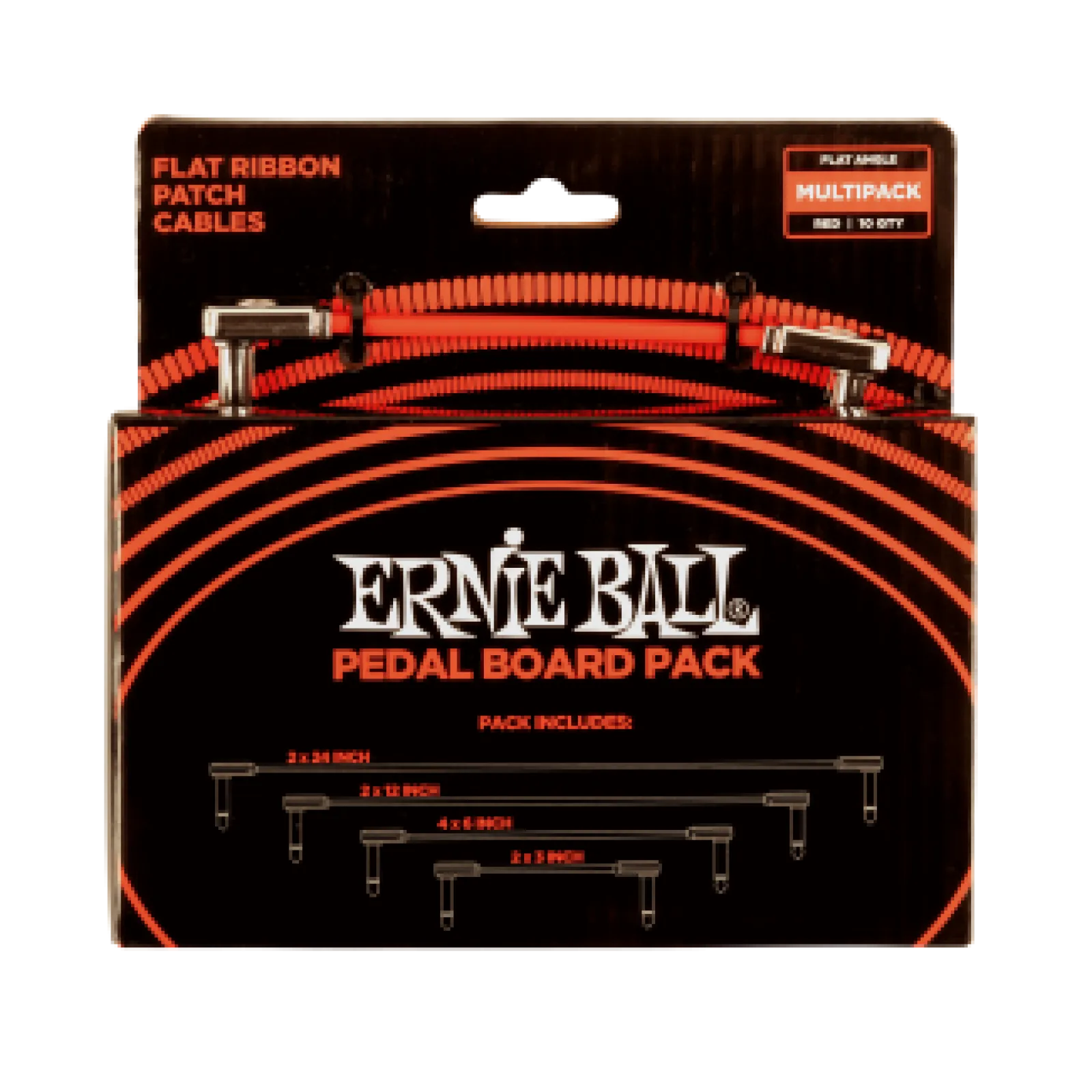 Ernie Ball FLAT RIBBON PATCH CABLE MULTIPACK RED