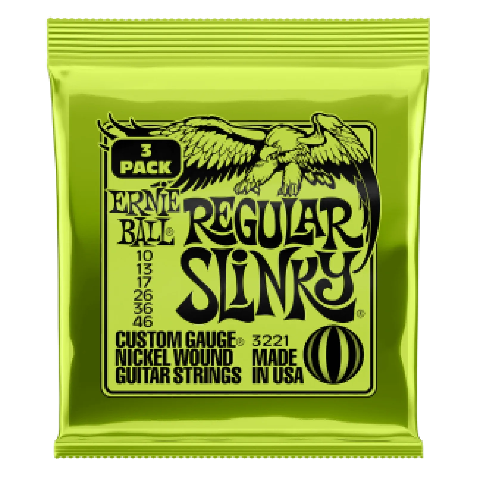 Ernie Ball Nickel Wound REGULAR SLINKY 10-46 3 Pack