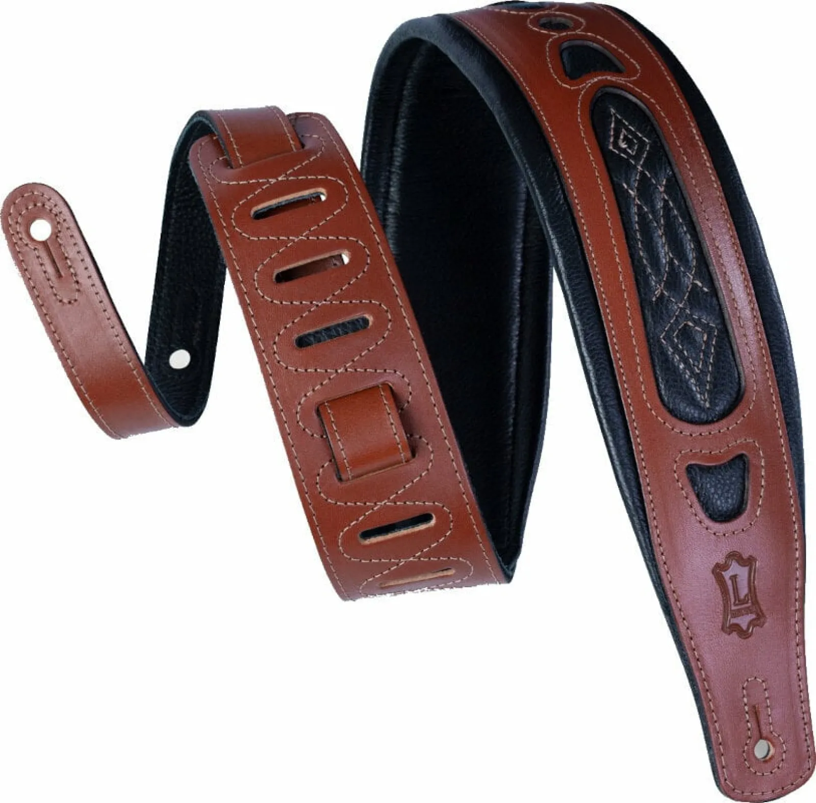 Levy's Rebel Leathers Guitar Strap Walnut Embroidered