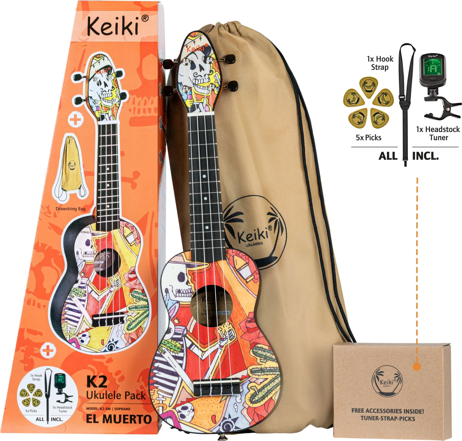 Ortega K2-EM szoprán ukulele