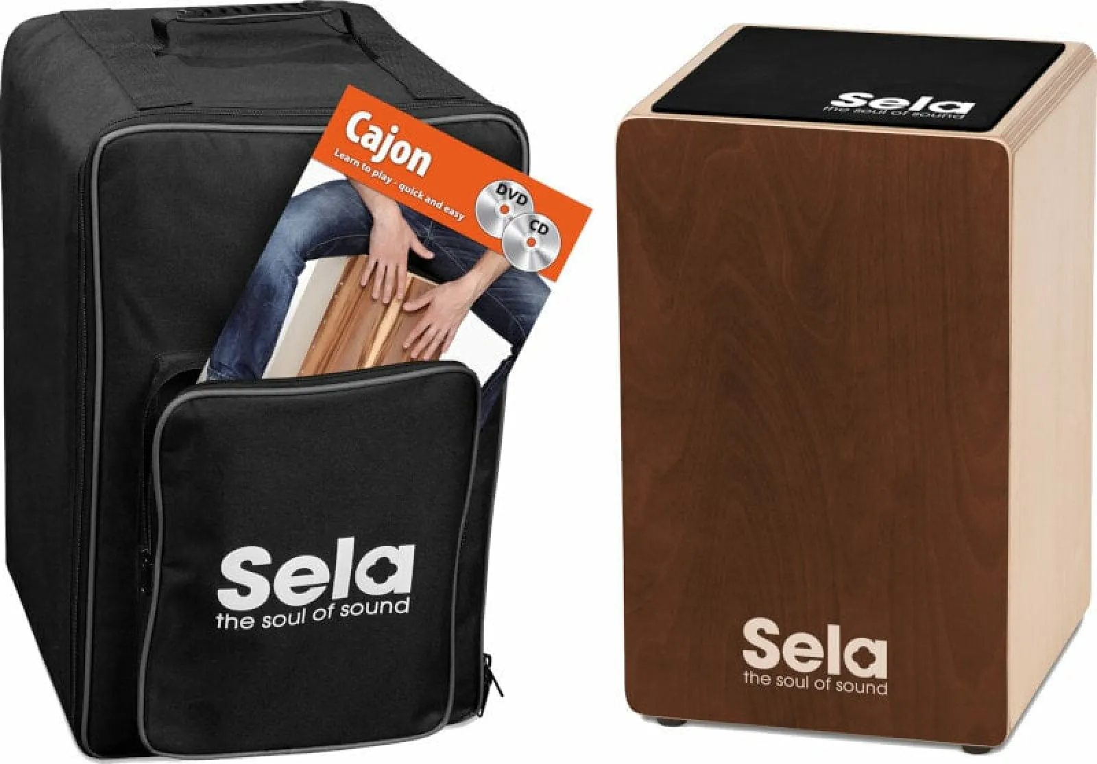 Sela Primera Brown Bundle Brown Wooden Cajon