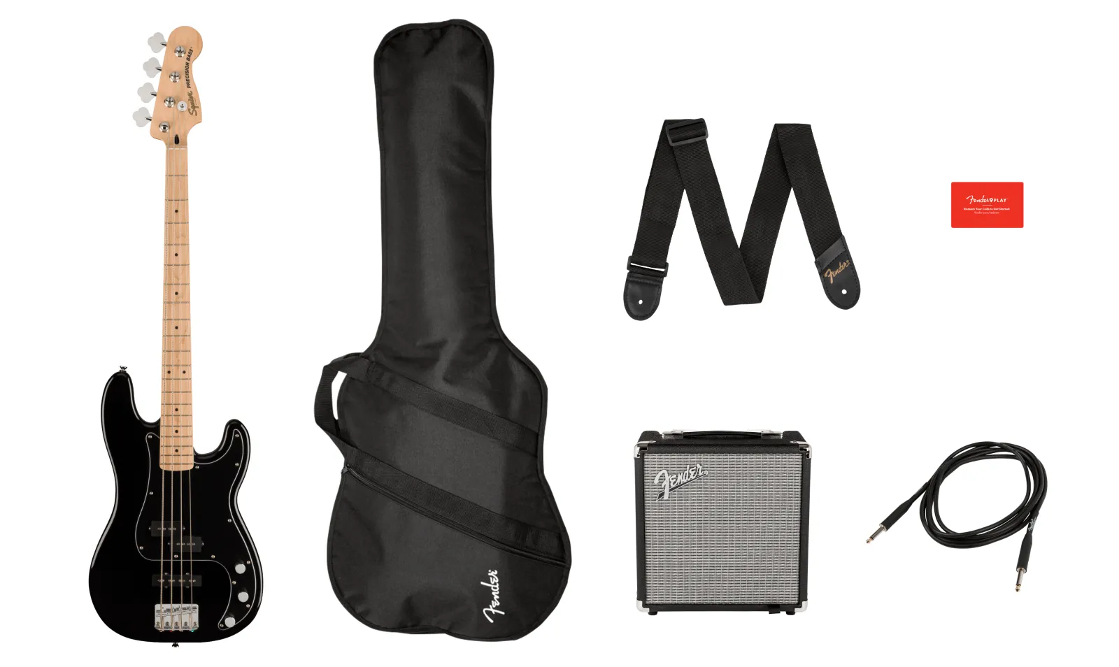 Squier Affinity Precision Bass PJ Pack MN Black Gig Bag Rumble 15 - 230V EU