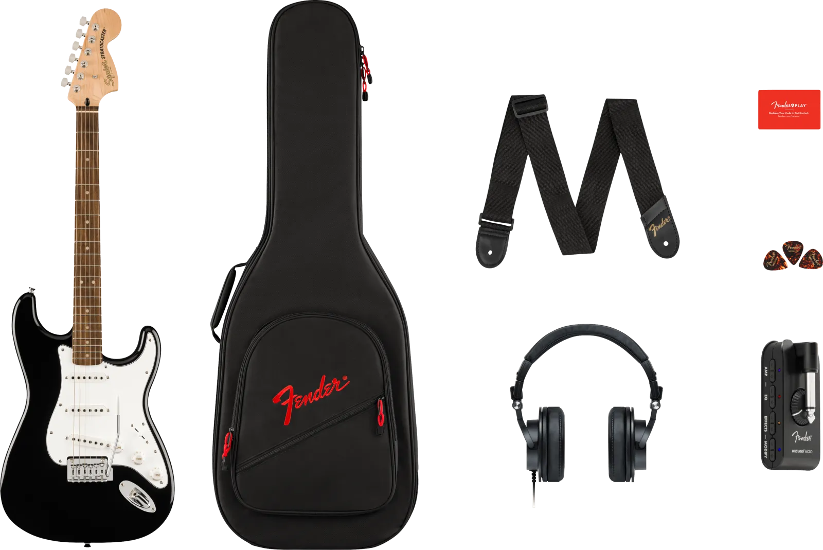 Squier Affinity Series Stratocaster Mustang Micro Pack Black