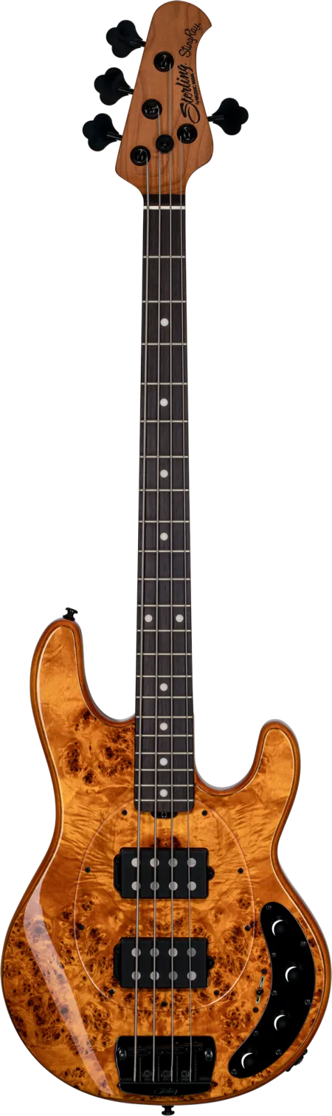 Sterling by Musicman StingRay RAY34HH Poplar Burl Amber
