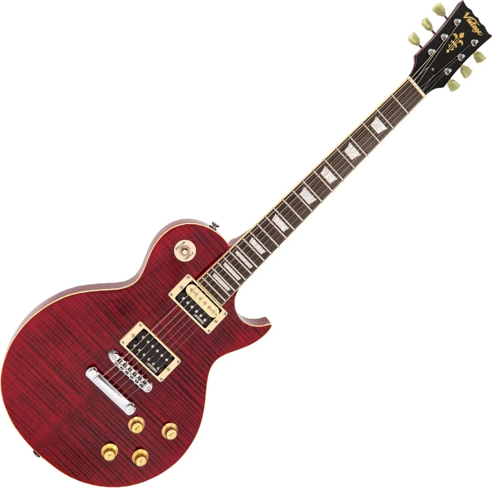 Vintage V100TWR Transparent Red Electric Guitar